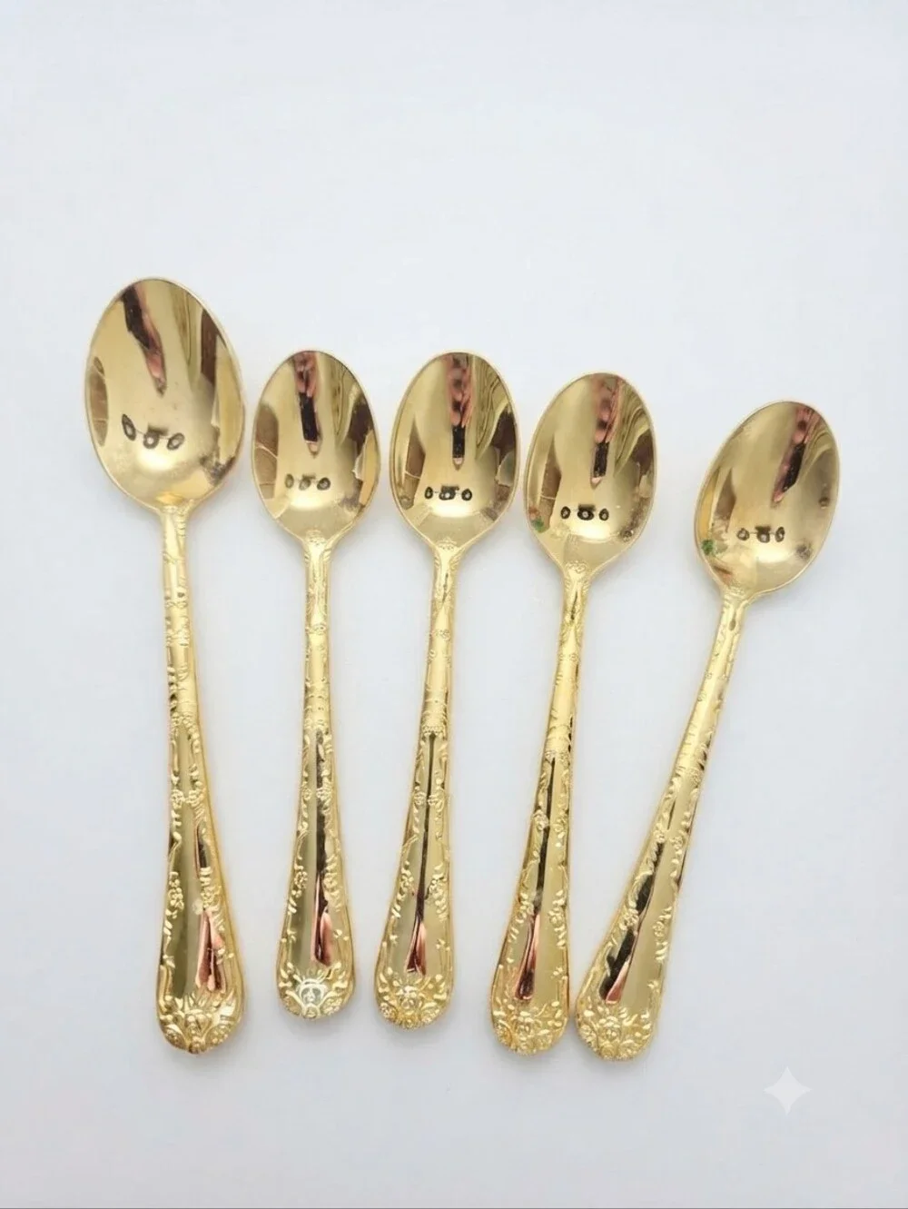 Vintage WM Rogers & Son Enchanted Rose Gold Plated Spoons Set of 5 Floral